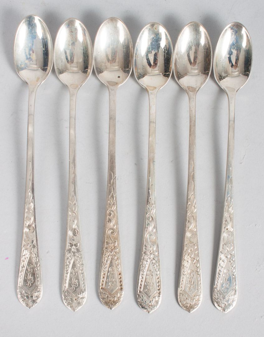 Appraisal: Six Stieff sterling silver engraved ice tea spoons in the