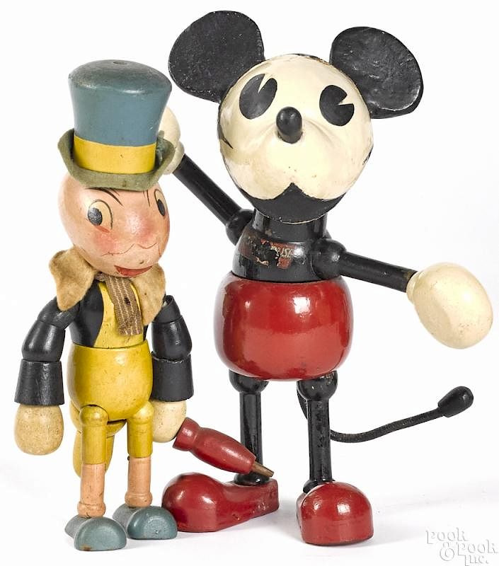 Appraisal: Two Ideal jointed wood Disney figures Two Ideal jointed wood