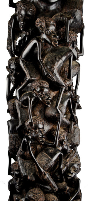 Appraisal: A Tanzanian Makonde tribal carved wood 'tree of life' totem