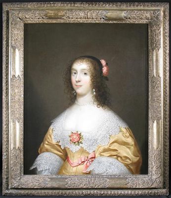 Appraisal: Cornelius Johnson - Portrait of a lady wearing a yellow