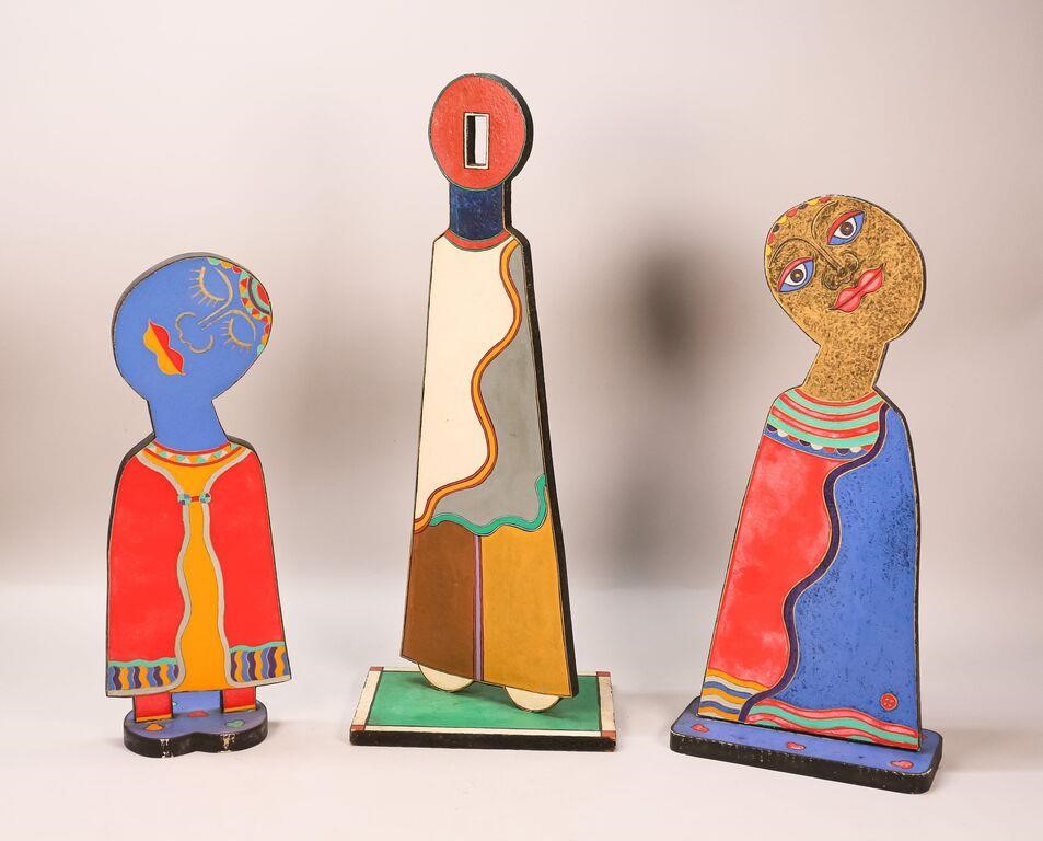 Appraisal: carved and hand painted wood carved figures signed Tali Tallest