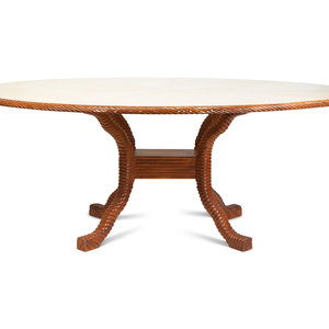 Appraisal: An Italian Faux-Painted and Rope Carved Dining Table TH CENTURY