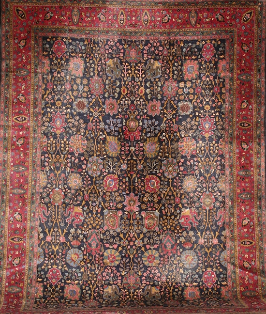 Appraisal: Tabriz Rug Second Quarter th Century Blue ground with floral