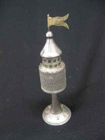 Appraisal: Judaica Sterling Silver Spice Tower - '' tall grams