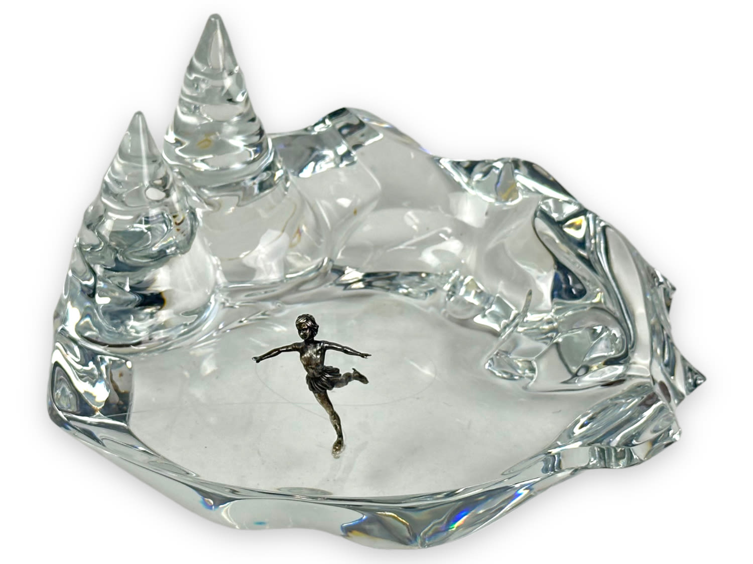 Appraisal: Baccarat Ice Skater On Crystal Pond SculptureSigned on bottom x