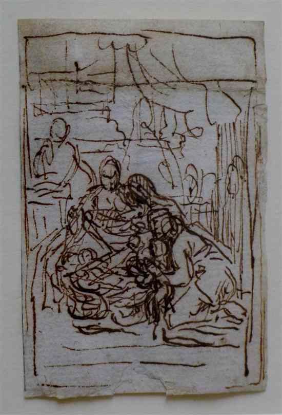 Appraisal: Old Master pen and ink 'The Nativity' x in and