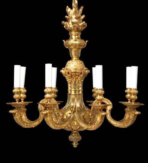 Appraisal: Stately French Gilt-Bronze Vasiform Eight-Light Chandelier in the Louis XVI