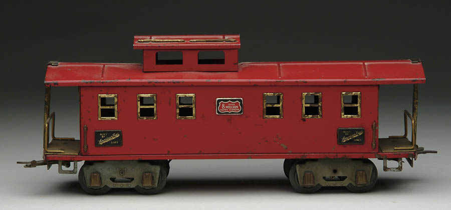 Appraisal: AMERICAN FLYER STANDARD GAUGE CABOOSE Bright red with gray trucks