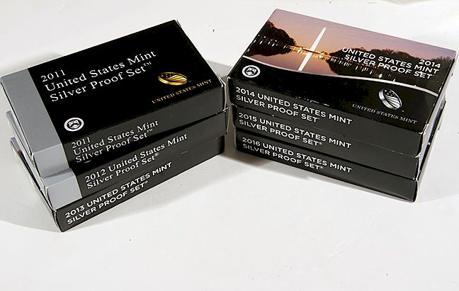 Appraisal: Silver Proof Sets Six silver proof sets - Condition Please