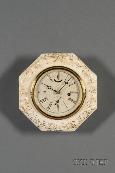 Appraisal: Octagonal Porcelain Front Wall Clock by Forestville Hardware and Clock