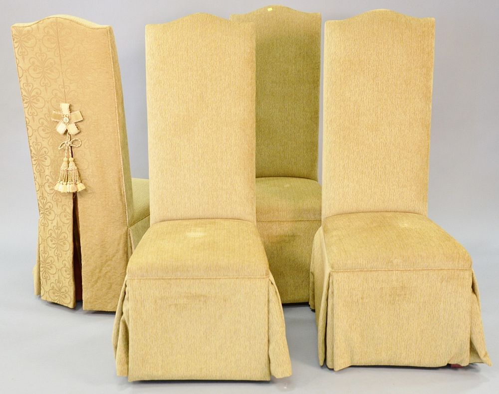 Appraisal: Set of four fully upholstered dining chairs tan with robe