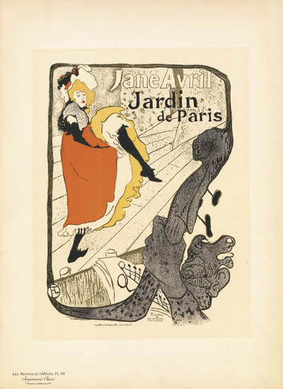 Appraisal: HENRI DE TOULOUSE-LAUTREC - JANE AVRIL Ma tres de l'Affiche