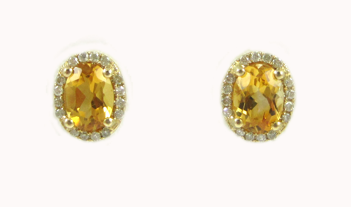 Appraisal: PAIR OF CITRINE AND DIAMOND EARRINGS each k yellow gold