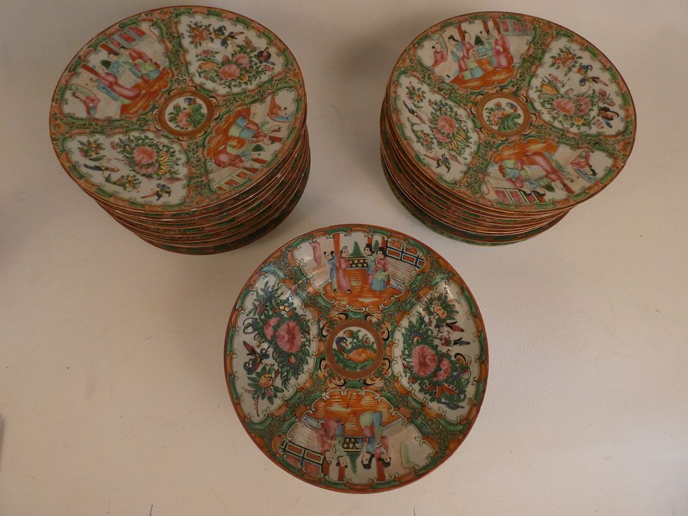 Appraisal: CHINESE ROSE MEDALLION PLATES BOWLS Lot Rose Medallion th century