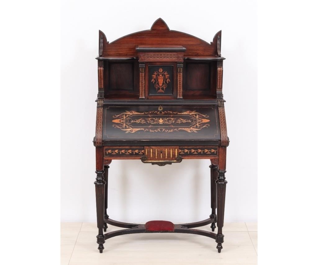 Appraisal: Herter Brothers inlaid and painted desk circa with inlaid urn