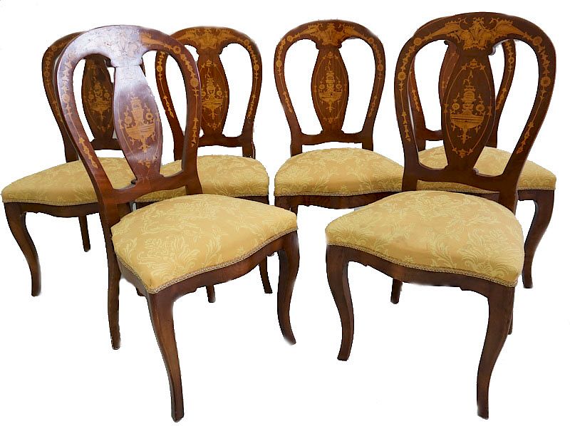 Appraisal: Six French Dinning Chairs Six French Dinning Chairs Measures x