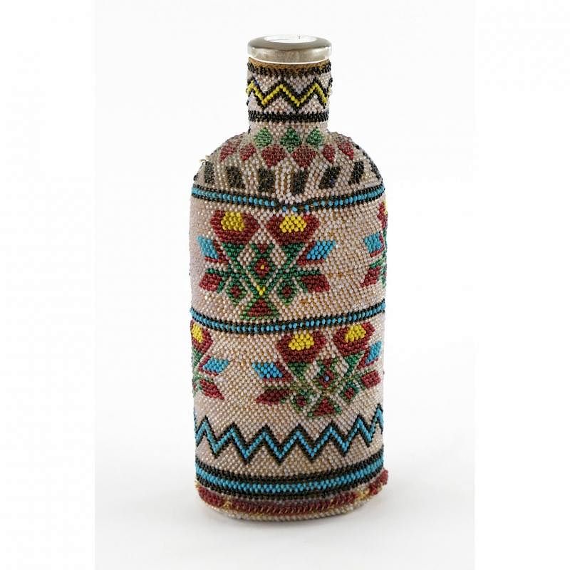 Appraisal: Native American Beaded Glass Bottle late th century woven glass