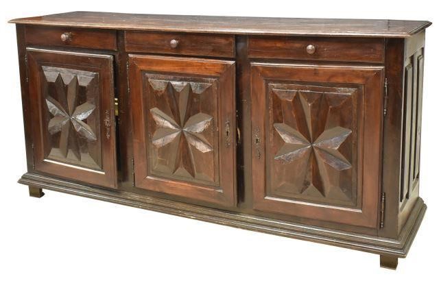 Appraisal: French Louis XIII style walnut sideboard th c rectangular case