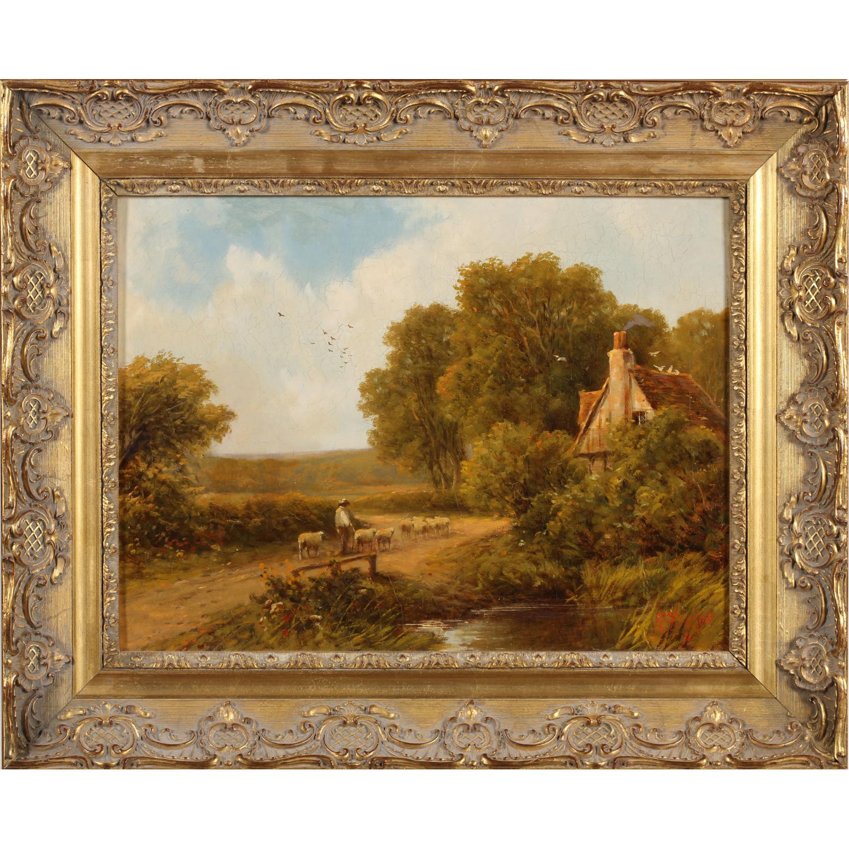 Appraisal: Robert Fenson Br fl - Tending the Flock oil on