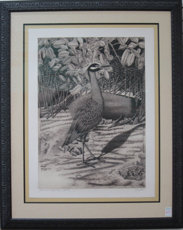 Appraisal: JOHN COSTIN ETCHING Florida th st century Titled Yellow-Crowned Night