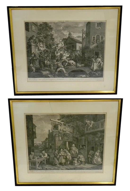 Appraisal: Two engravings by William Hogarth English - Canvassing for Votes