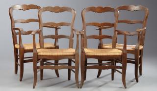 Appraisal: Set of Four French Provincial Carved Beech Rush Se Set