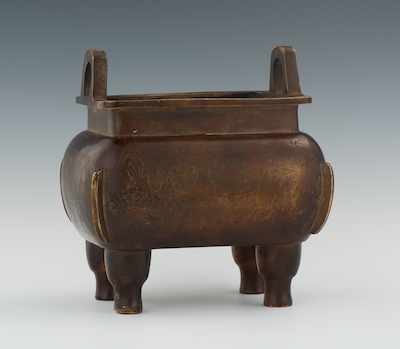 Appraisal: A Chinese Bronze Censer with Warm Dark Brown Patina Xuande