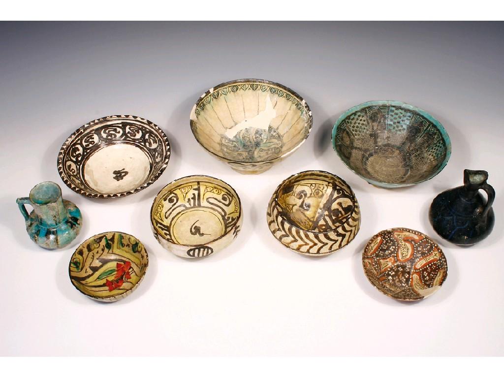 Appraisal: A COLLECTION OF ISLAMIC CERAMICS including a turquoise-glazed bowl with