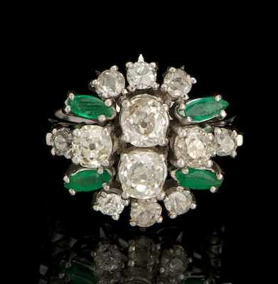 Appraisal: Emerald and Diamond Ring White gold ring set with old