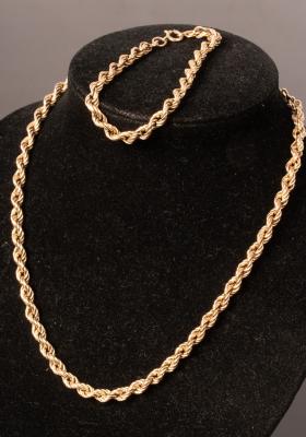 Appraisal: An Italian k yellow gold ropetwist necklace and closely matched