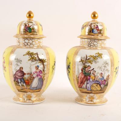 Appraisal: A pair of Dresden jars and covers circa possibly Helena