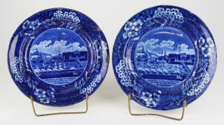 Appraisal: pair of Deep Blue Historical Staffordshire porcelain plates with transfer