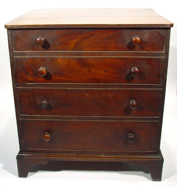 Appraisal: Georgian mahogany commode fitted with four graduated false drawers on