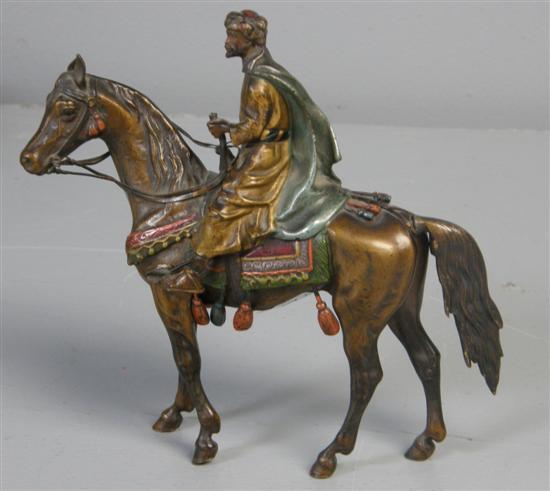 Appraisal: Austrian cold painted bronze figure of an arab mounted on