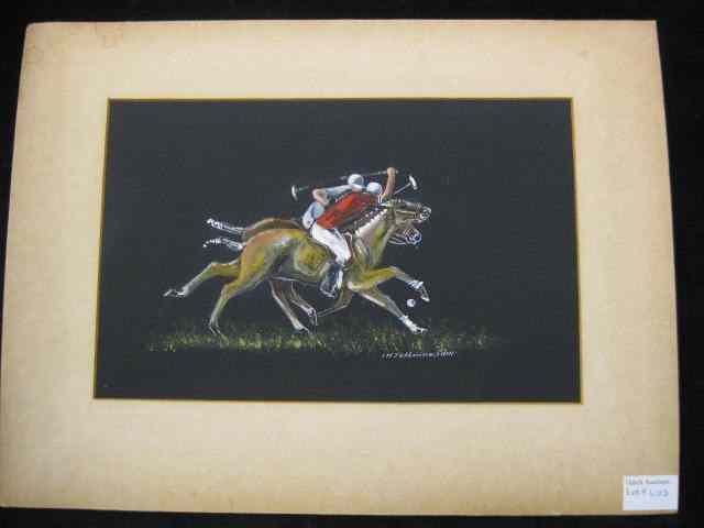 Appraisal: Watercolor Gouache of Polo Playersby I H Fotherineham '' x