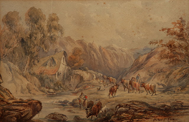 Appraisal: AN EARLY TO MID TH CENTURY WATERCOLOUR - Cattle and