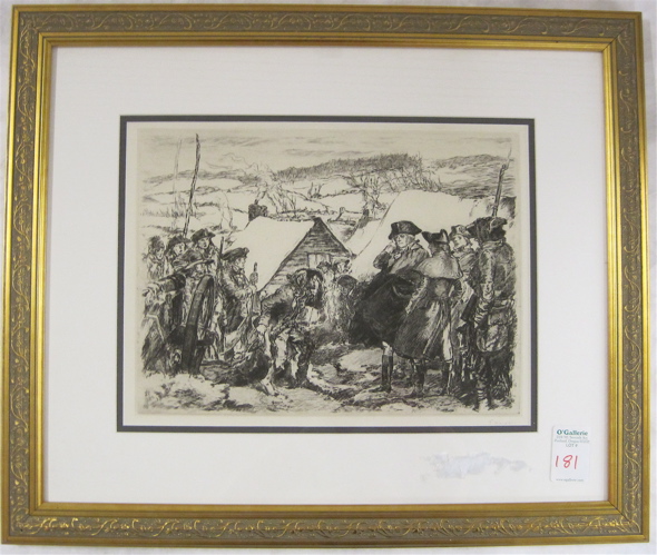 Appraisal: GEORGE HAND WRIGHT Connecticut - Etching Valley Forge pencil signed