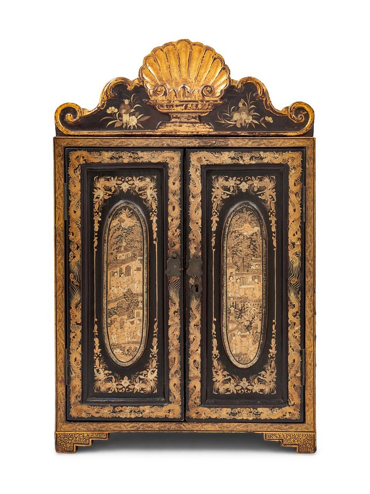 Appraisal: A Chinese Export Lacquered Table Cabinet A Chinese Export Lacquered