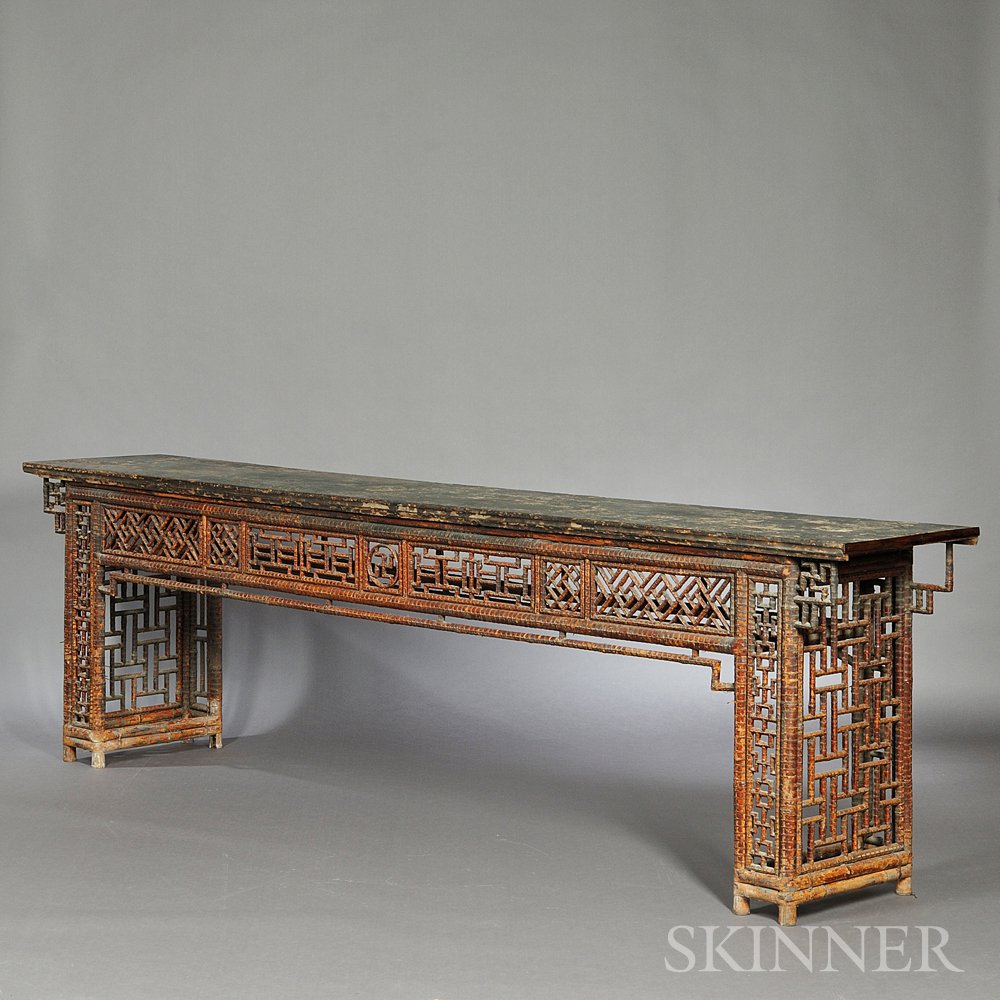 Appraisal: Bamboo Altar Table China late th early th century bamboo