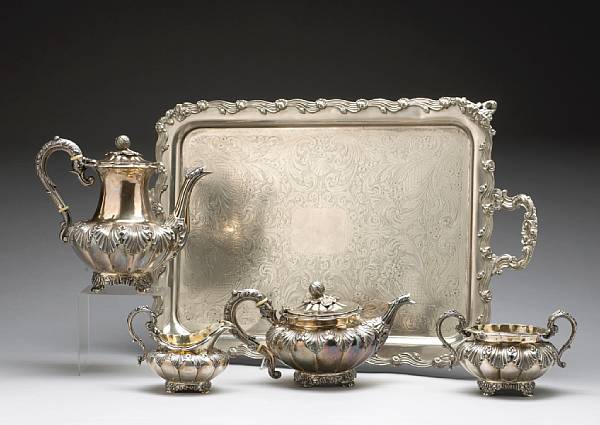 Appraisal: A William IV silver matching four piece tea and coffee