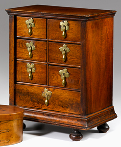 Appraisal: Walnut spice cabinet pennsylvania th century The molded top above