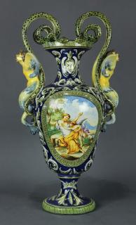 Appraisal: Italian majolica urn Italian majolica urn having a Classical form