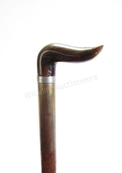 Appraisal: French Pepperbox Stiletto Gun Cane solid wood shaft horn handle