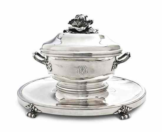 Appraisal: A French Silver Covered Tureen on Stand Bointaburet having a