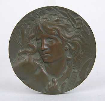 Appraisal: Lucien Coudray French - Orpheus A bronze medal struck for