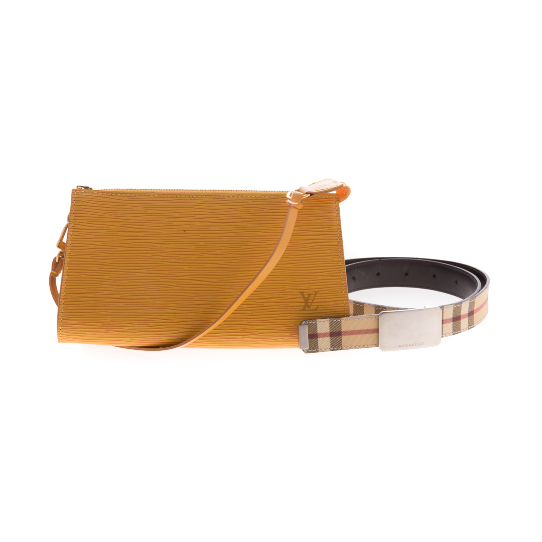 Appraisal: A Louis Vuitton Epi Pochette Burberry Belt A Louis Vuitton