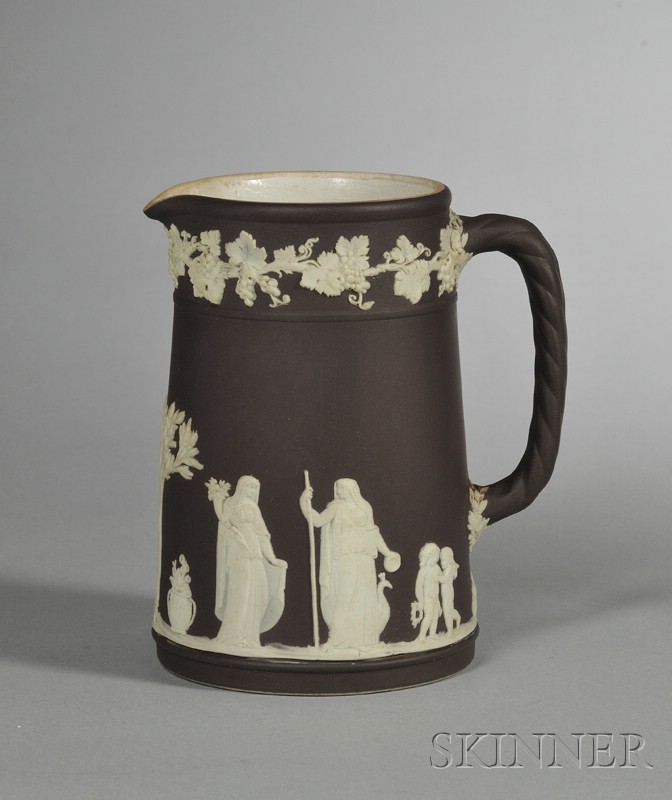 Appraisal: Wedgwood Chocolate Brown Jasper Dip Tall Jug England c applied