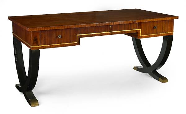 Appraisal: A James Jennings mahogany and ebony Arbus desk height in