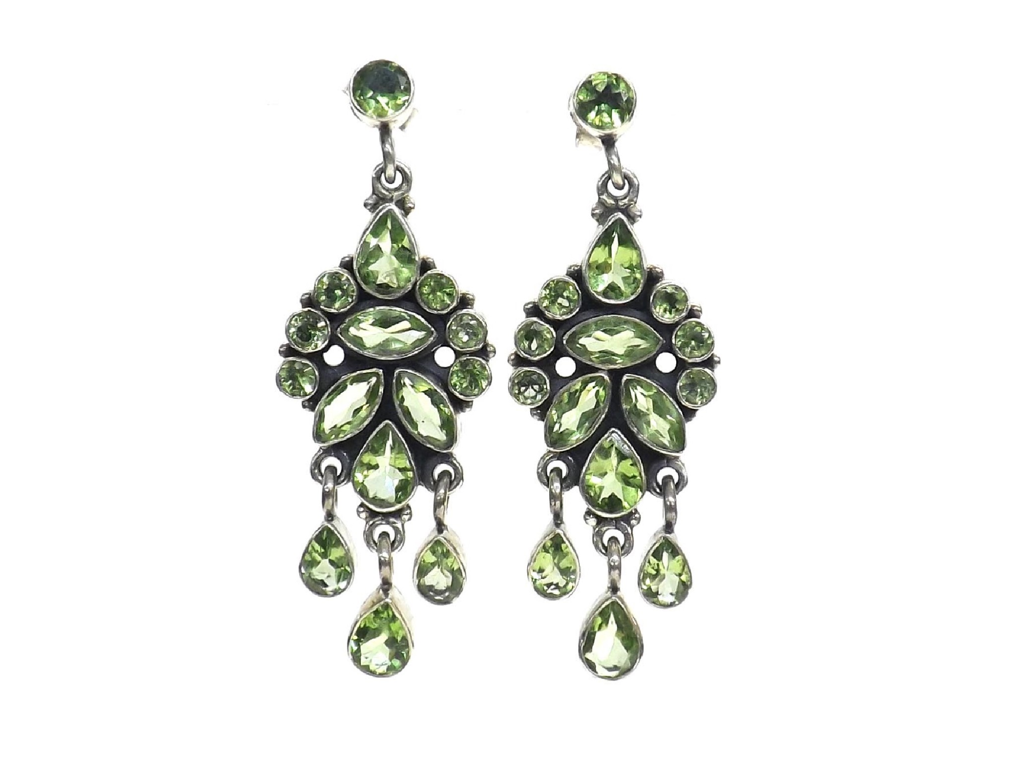 Appraisal: Pair of peridot silver drop earrings drop mm