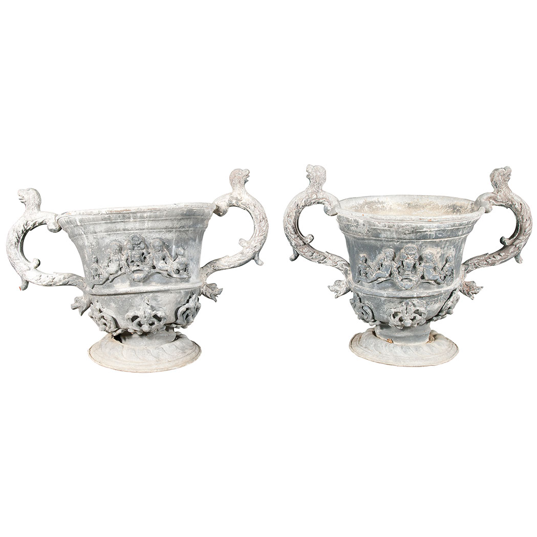 Appraisal: Pair of Charles II Style Lead Jardinieres Possibly th century